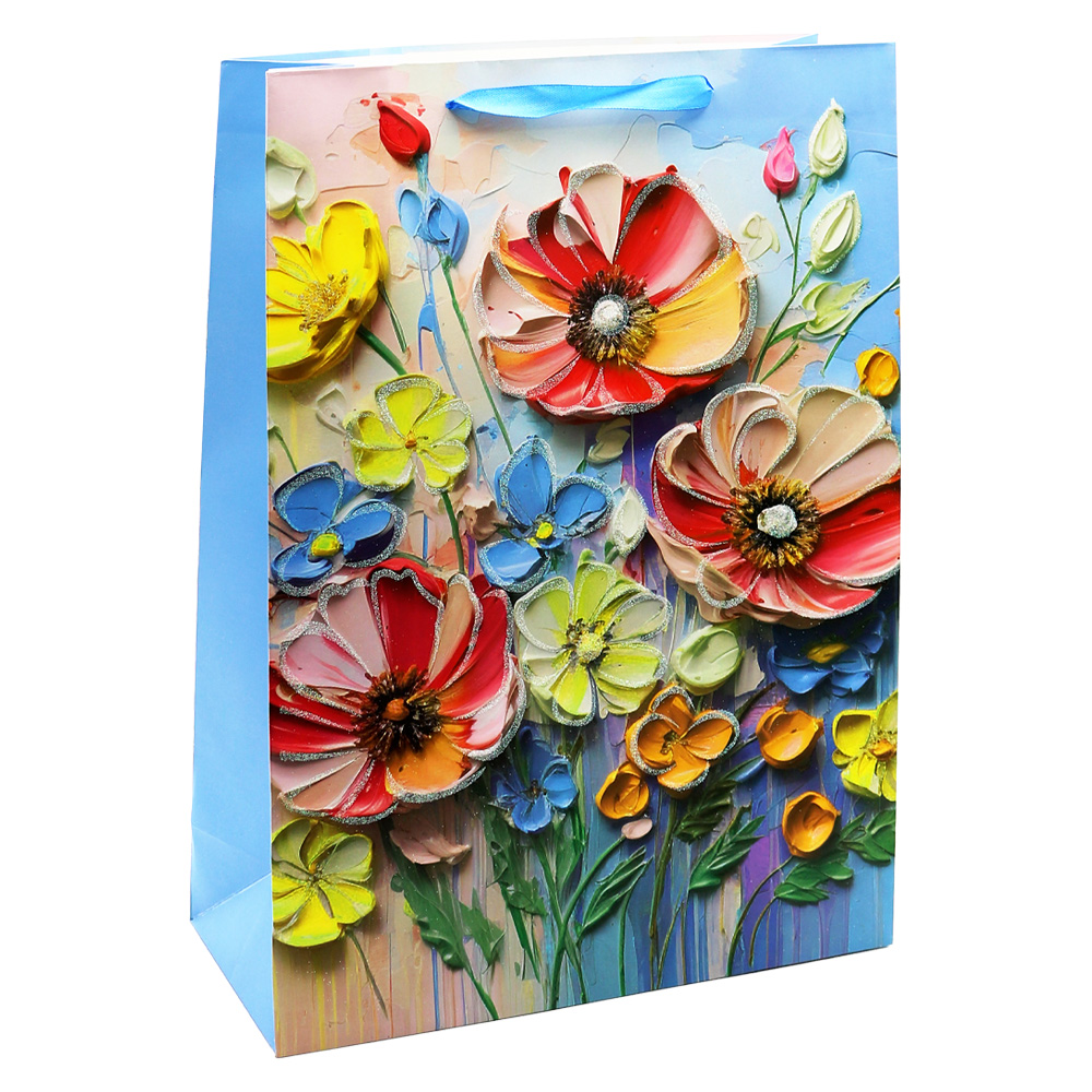 JUNIOR Dárková taška 2049 Flowers, velikost S 18 x 10 x 23 cm (mix 4 vzorů)