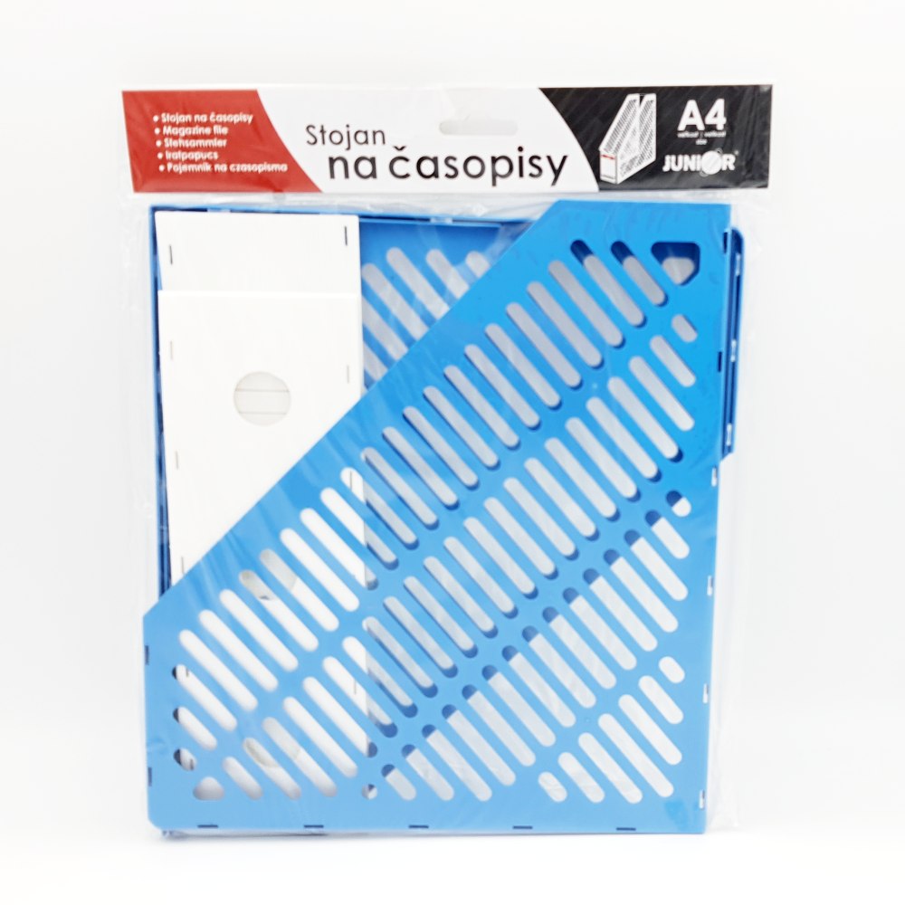 JUNIOR Stojan na časopisy A4 JUNIOR skládací - bílo-modrý