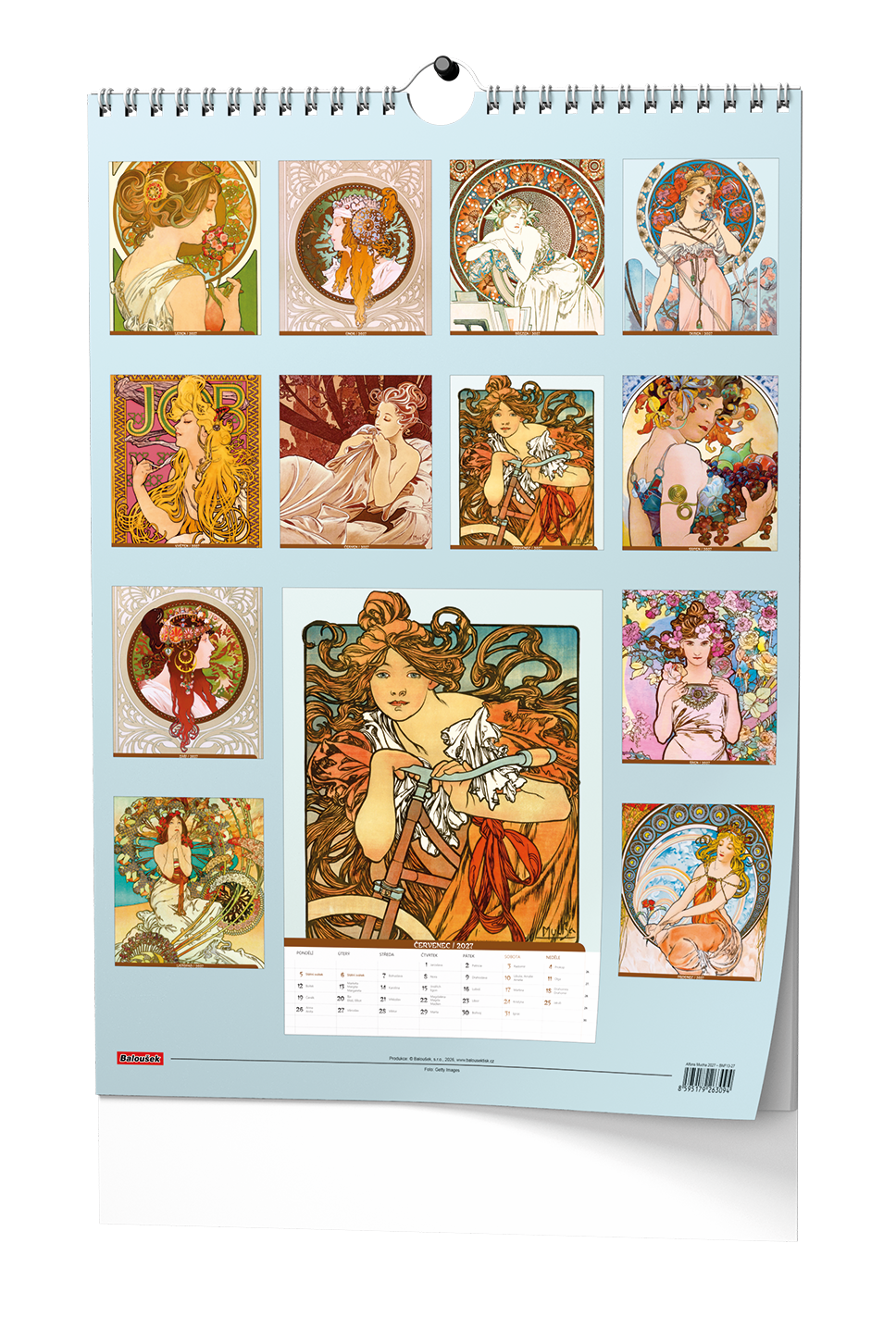 Baloušek Nástěnný poznámkový kalendář A3 - Alfons Mucha 2027