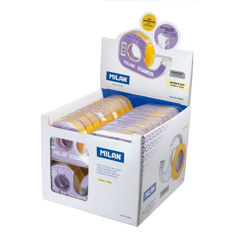 MILAN Lepicí páska MILAN s dispenzorem 12 mm x 33 m