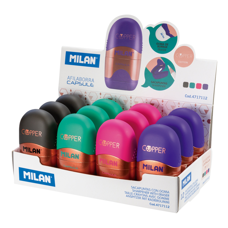 MILAN Guma s ořezávátkem MILAN Capsule Copper
