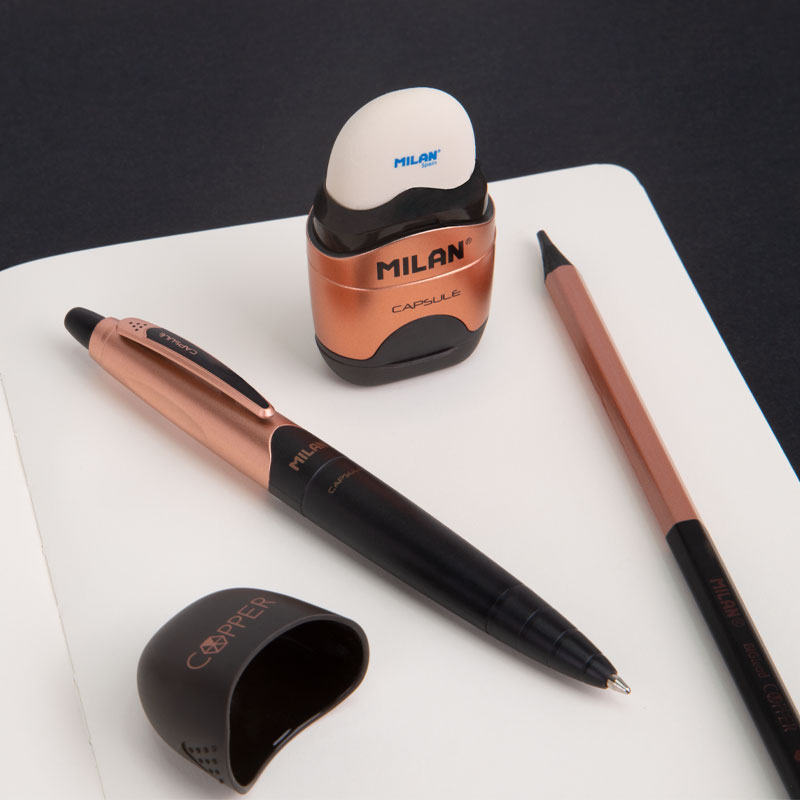 MILAN Guma s ořezávátkem MILAN Capsule Copper