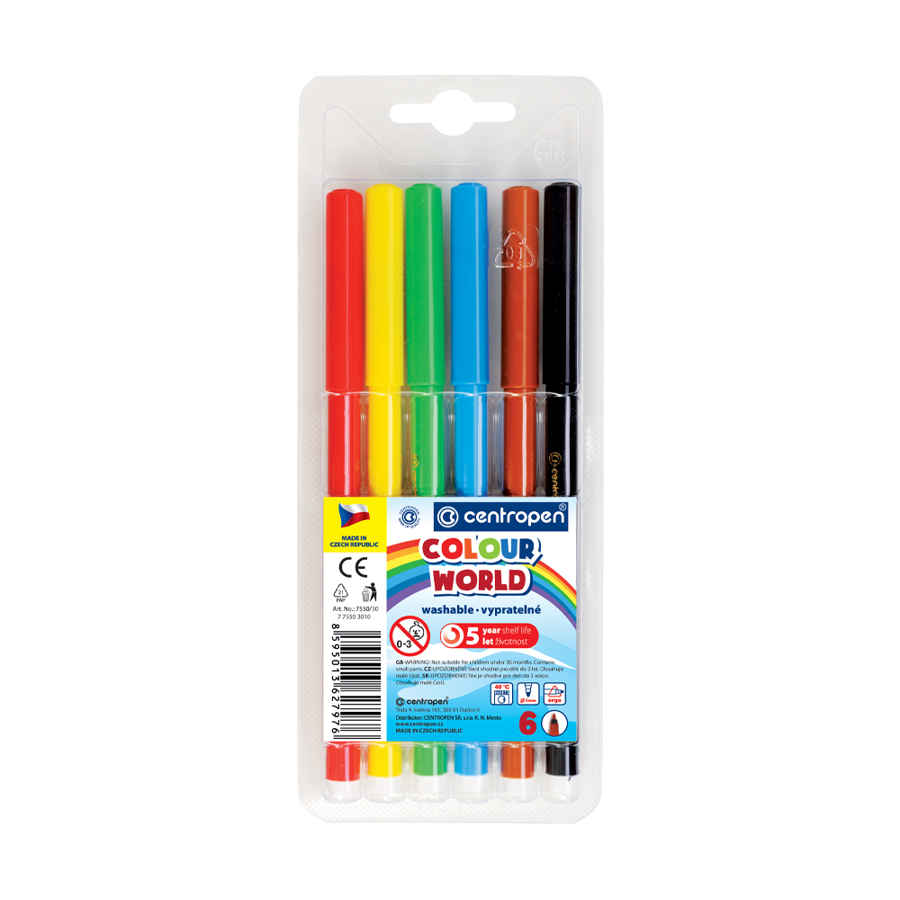 CENTROPEN Fixy - CENTROPEN 7550- sada 6 ks