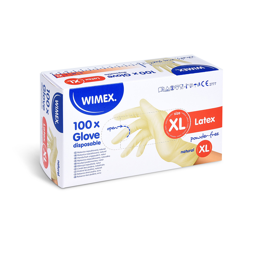 WIMEX Rukavice latexové bílé, nepudrované, velikost XL