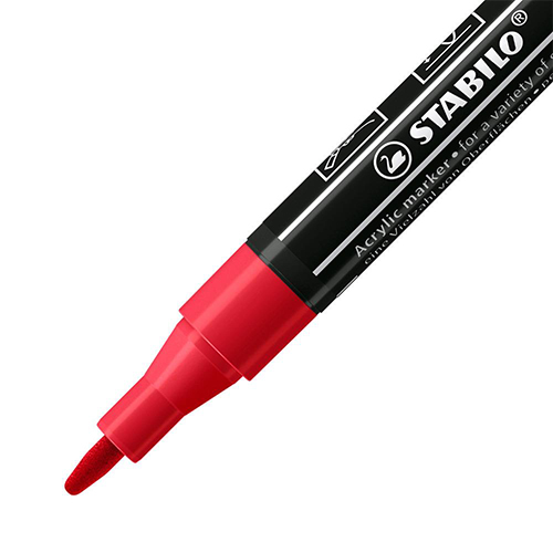 STABILO Akrylový popisovač STABILO FREE Acrylic T100 Kulatý hrot 1-2 mm - karmínový
