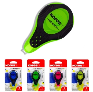 KORES Korekční páska 4,2mm x 8m 2WAY Neon mix barev na blistru