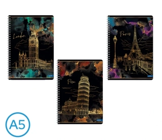Blok A5 spirála GOLD CITY linka 60listů mix