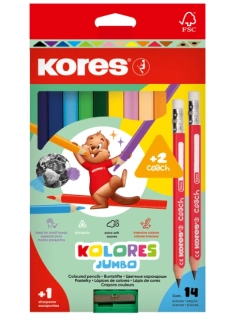 KORES Pastelky Kolores Jumbo 12 barev+2xtužka+ZDARMA ořezávátko