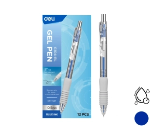 DELI Gelové pero rychleschnoucí 0,5mm needle - modrá náplň