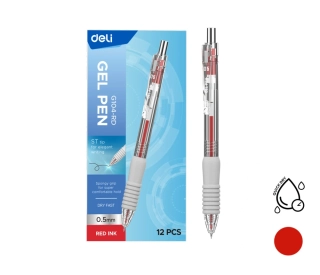 DELI Gelové pero rychleschnoucí 0,5mm needle - červená náplň