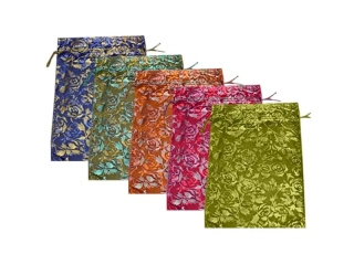 IMPAP Sáček organza měšec 7 x 9 cm potisk květy ,mix