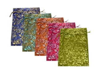 IMPAP Sáček organza měšec 9 x 12 cm potisk květy ,mix
