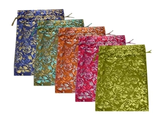 IMPAP Sáček organza měšec 11 x 16 cm potisk květy ,mix