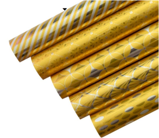 NOVINKA Dárkový papír LUX metalický zlatý se vzorem 70 x 200 cm , mix