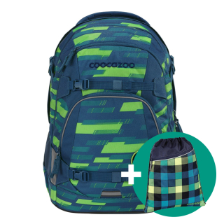 coocazoo Školní batoh coocazoo MATE, Lime Stripe, certifikát AGR + Dárek