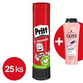 PRITT Lepicí tyčinka Pritt stick 10 g 25 ks + Dárek: Šampon Gliss Split Ends Miracle 250 ml