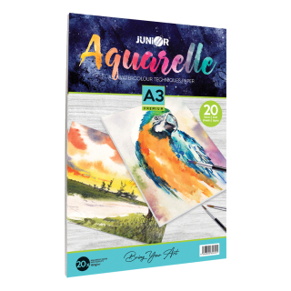JUNIOR Blok na malování akvarelovými technikami Aquarelle - A3 PREMIUM 20 listový, 180g/m2