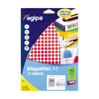 AGIPA Etikety A5 8 mm červené