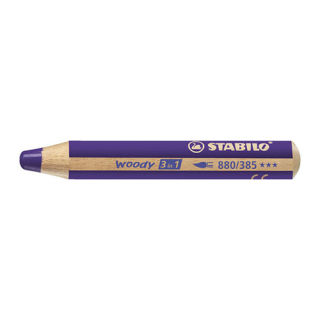 STABILO Pastelka STABILO woody 3 v 1 - barvička, vodovka, voskovka - fialová