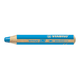 STABILO Pastelka STABILO woody 3 v 1 - barvička, vodovka, voskovka - azurově modrá