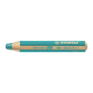 STABILO Pastelka STABILO woody 3 v 1 - barvička, vodovka, voskovka - tyrkysová