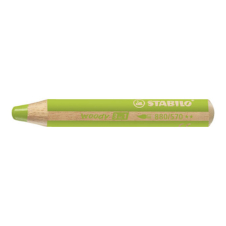 STABILO Pastelka STABILO woody 3 v 1 - barvička, vodovka, voskovka - světle zelená