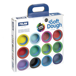 MILAN Plastelína MILAN Soft Dough základní,neonové,glitrové barvy - sada 16 ks