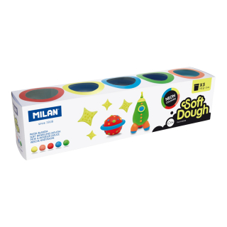 MILAN Plastelína MILAN Soft Dough neonové barvy - sada 5 ks