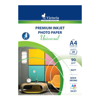 VICTORIA Fotopapír VICTORIA "Universal", pro inkoustový tisk, matný, A4, 90 g