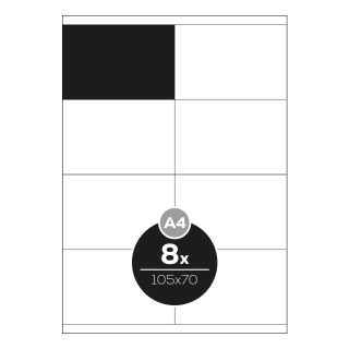 Altryal Etikety Top Stick A4/100 ks, 105x70 mm - 8 etiket, bílé