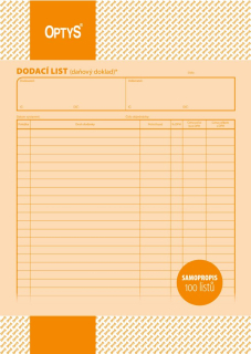 Optys Dodací list A4, samopropisovací, 100 listů