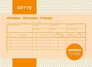 Optys Samopropisovací příjemka, převodka, výdejka A5, 100 listů