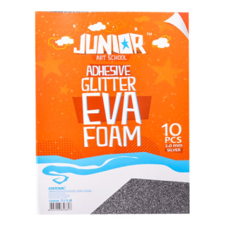 JUNIOR-ST Dekorační pěna A4 EVA 10 ks stříbrný samolepicí glitter 2,0 mm