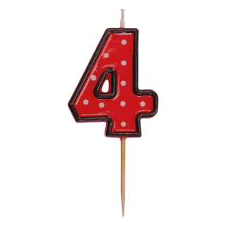  Číslová svíčka na špejli "4" 50mm [1 ks]