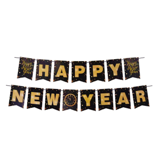 WIMEX Papírová girlanda sada "HAPPY NEW YEAR" 16 x 20 cm písmena + 5m provázek [1 sada]