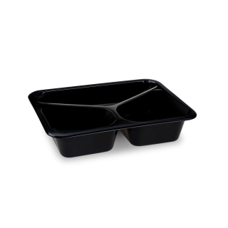  Menu mísa (PP) Reware Lunch 3dílná opakovaně použitelná černá 227 x 178 x 49 mm [20 ks]