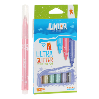 JUNIOR-ST Fixy JUNIOR ultra glitter pastelové barvy - sada 6 ks