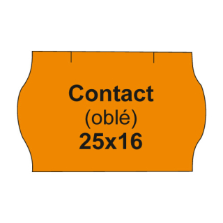 CONTACT Etikety cen. CONTACT 25x16 oblé - 1125 etiket/kotouček, oranžové