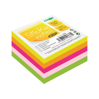 JUNIOR Blok/kostka samolepicí Sticky Notes - Neon 76x76 mm/500 l.