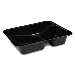  Menu mísa (PP) extra-pevná 3dílná černá 227 x 178 x 49 mm [50 ks]