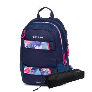 KARTON P+P Studentský batoh + etue OXY Sport Flowers Blue