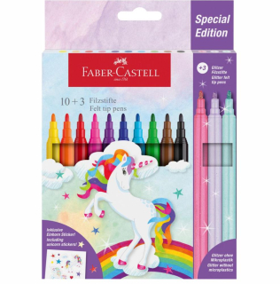 FABER-CASTELL Sada fixů Faber-Castell Castle 10+3 Glitter barevné