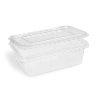WIMEX Miska (rPET) s viečkom hranatá priehľadná 1000ml [50 ks]