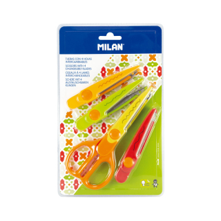 MILAN Nůžky dekorační MILAN 6.5"/16.5 cm s vyměnitelnými čepelemi, sada 4 ks