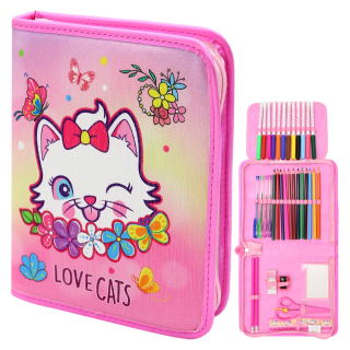 JUNIOR Výtvarná sada / velký penál 36 ks - Love Cats