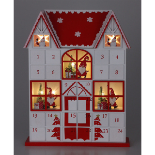  Adventní kalendář s LED světlem, červený a bílý