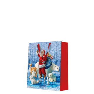 PAW Dárková taška stredne velká - Santa Claus with animals 20x10x25 cm