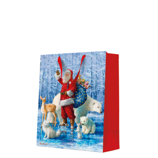 PAW Dárková taška velká - Santa Claus with animals 26,5x13x33,5 cm