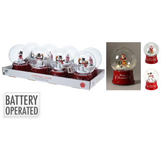 KOOPMAN Sněhová koule s vánoční scénou a LED osvětlením, 12 cm (mix 2 variant)