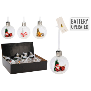 KOOPMAN Vánoční koule 80 mm s LED světlem a figurkami (mix 3 provedení /cena 1ks)